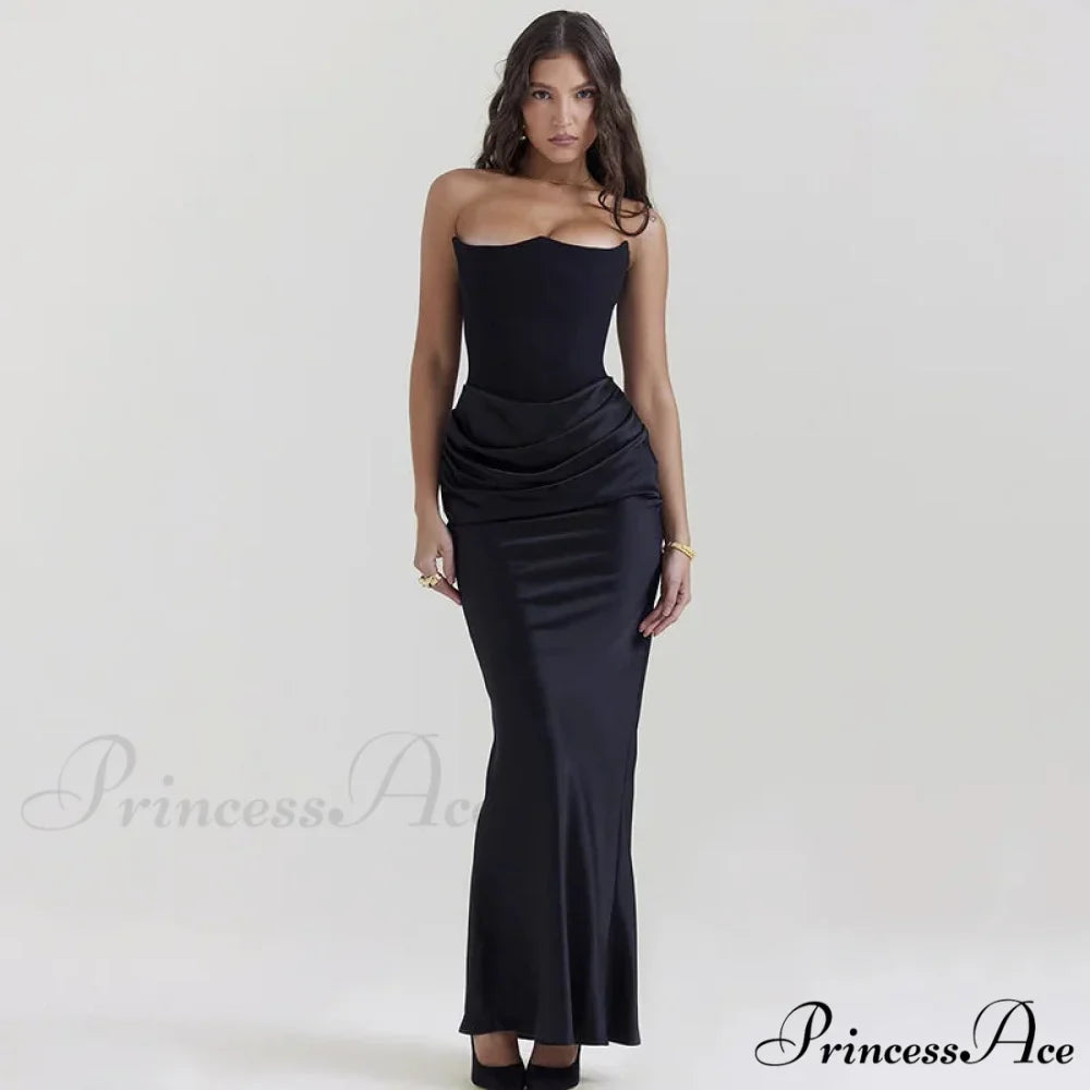 Elegant Corset Strap Neck Backless Maxi Red Christmas Party Dress