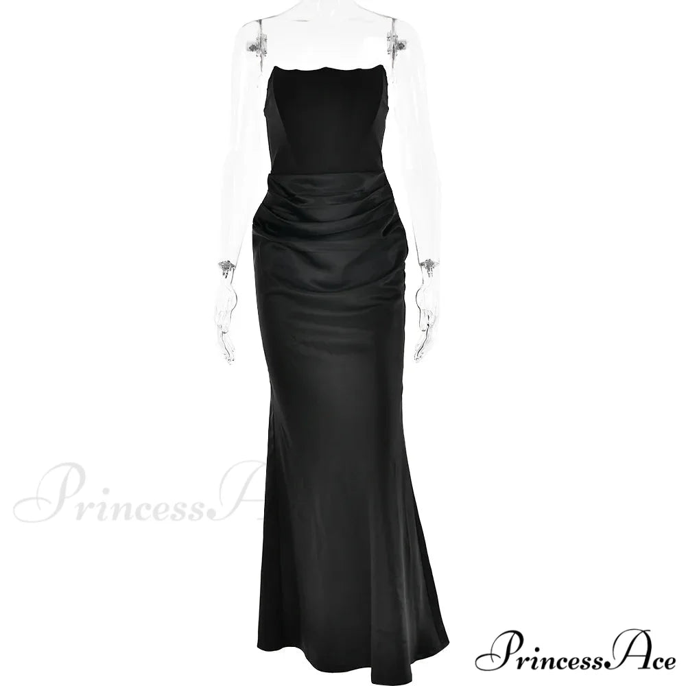 Elegant Corset Strap Neck Backless Maxi Red Christmas Party Dress