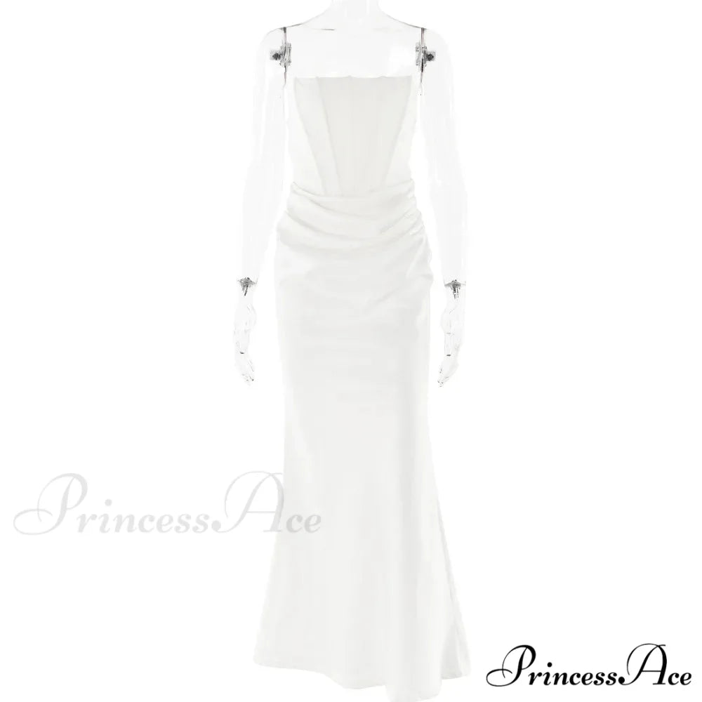 Elegant Corset Strap Neck Backless Maxi Red Christmas Party Dress