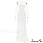 Elegant Corset Strap Neck Backless Maxi Red Christmas Party Dress