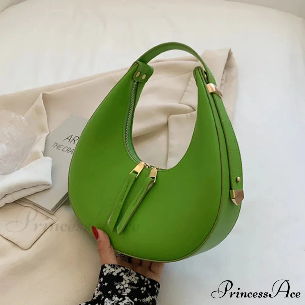 Elegant Crescent Faux Leather Crossbody Purse
