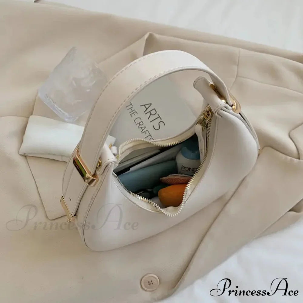 Elegant Crescent Faux Leather Crossbody Purse