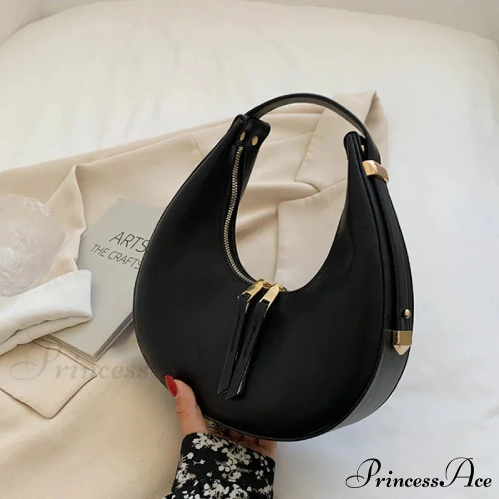 Elegant Crescent Faux Leather Crossbody Purse