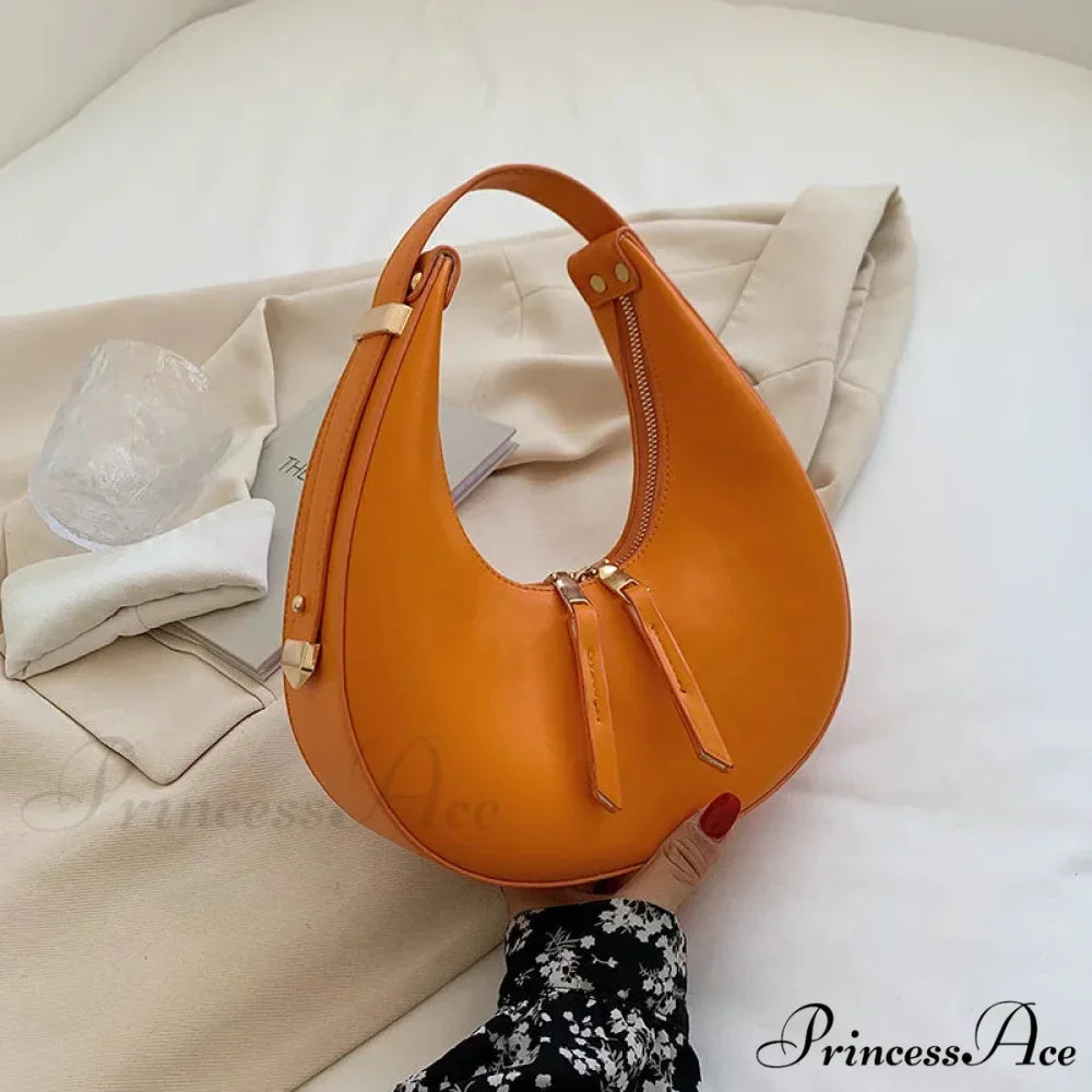 Elegant Crescent Faux Leather Crossbody Purse