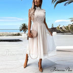 Elegant Crochet Lace Patchwork Flower Dress