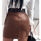 Elegant Fashion Rivets PU Leather Skirts