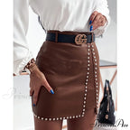 Elegant Fashion Rivets PU Leather Skirts