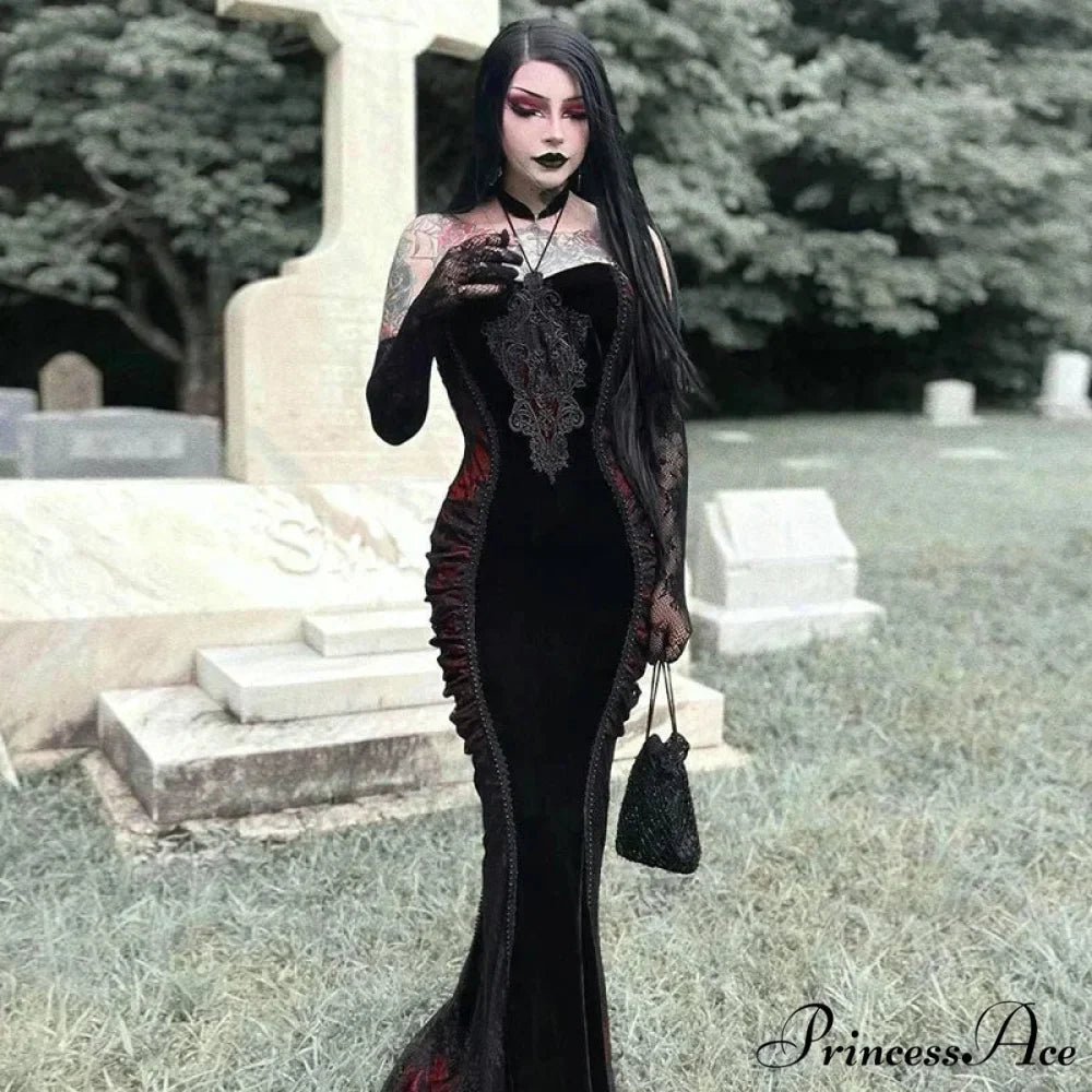 Elegant Fashion Tight Halter Mermaid Hot Sweet Corset Mesh Maxi Gothic Pleated Bodycon Party Gown Dress