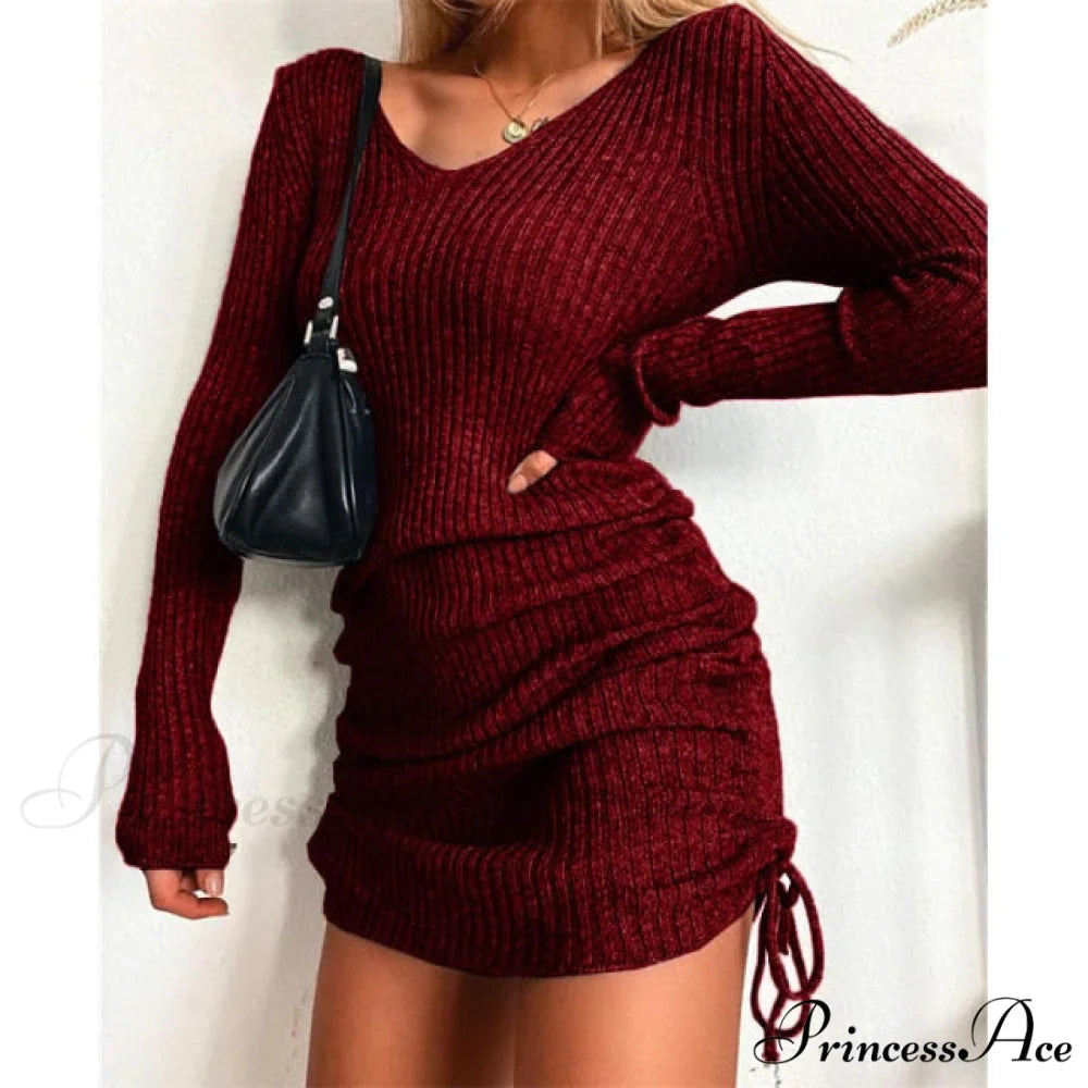 Elegant Fashion V-Neck Long Sleeve Bodycon Party Dresses