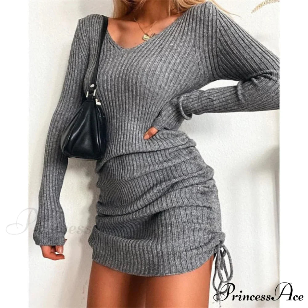 Elegant Fashion V-Neck Long Sleeve Bodycon Party Dresses