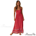 Elegant Floral V-Neck Sleeveless Boho Dress