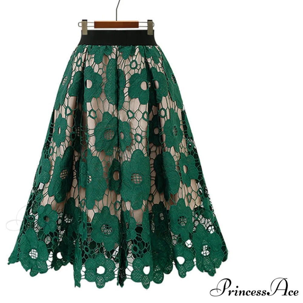 Elegant Flower Hollow Out Lace Skirts