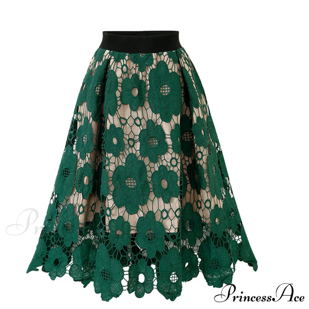 Elegant Flower Hollow Out Lace Skirts