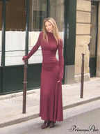 Elegant Full Sleeve A-Line Christmas Party Dress