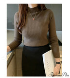 Elegant High-necked Solid Cashmere Jumper Stylish Knit Top