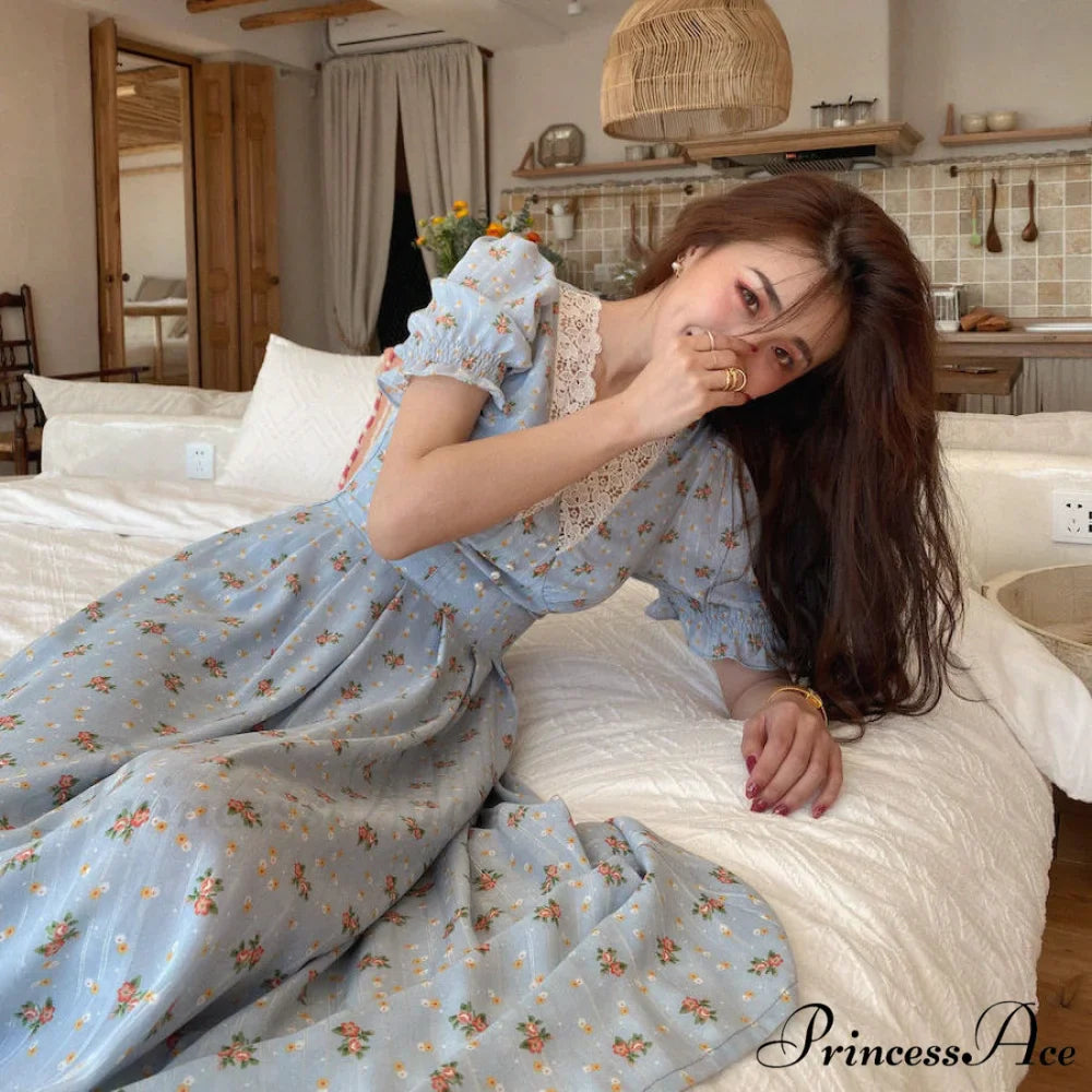 Elegant Lace Chiffon Korean Party Dress