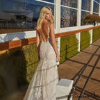 Elegant Lace Extended Train Bridal Wedding Gown