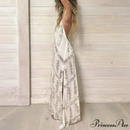 Elegant Lace Halter Backless Boho Dress