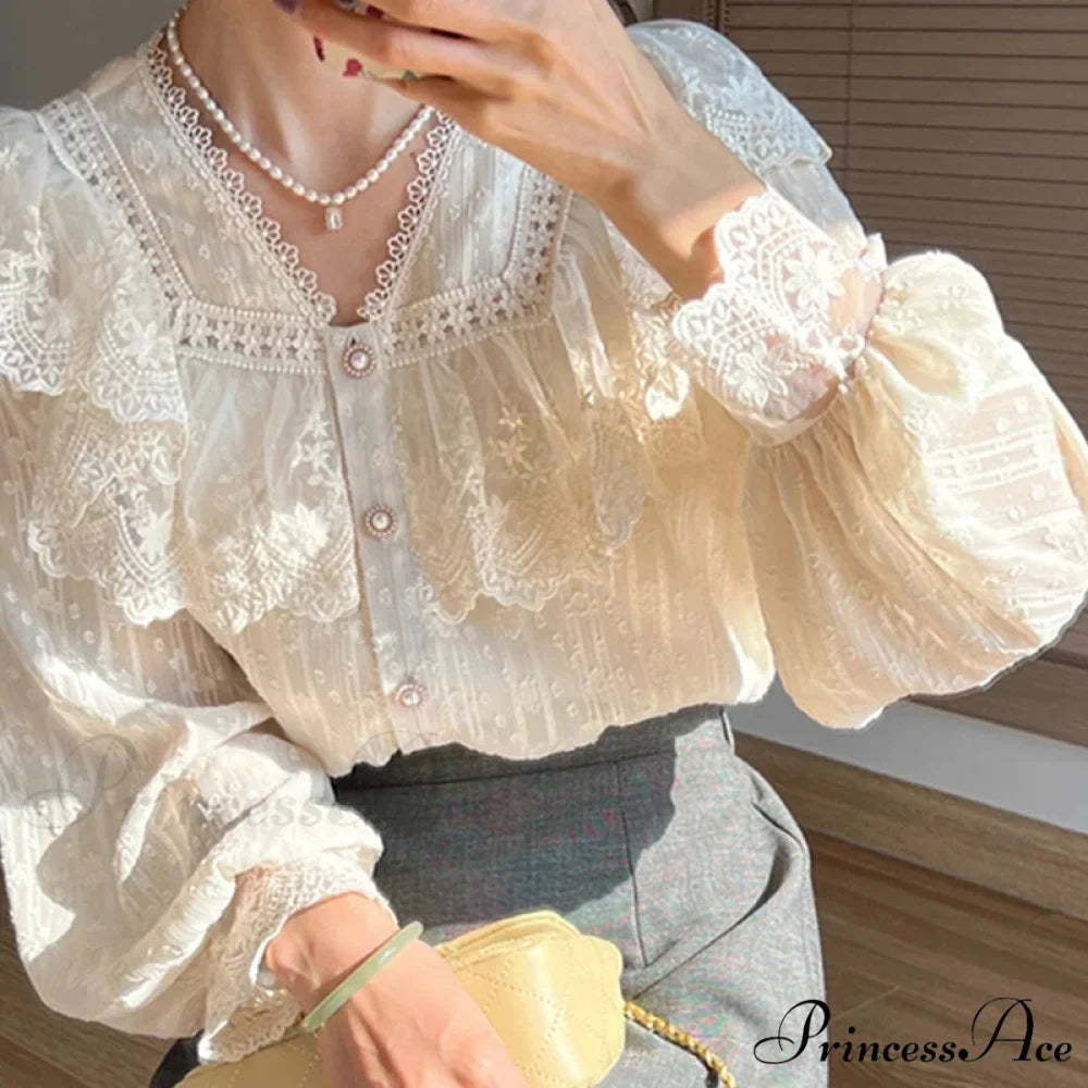 Elegant Lace Lolita Sophisticated Long Sleeve Blouse