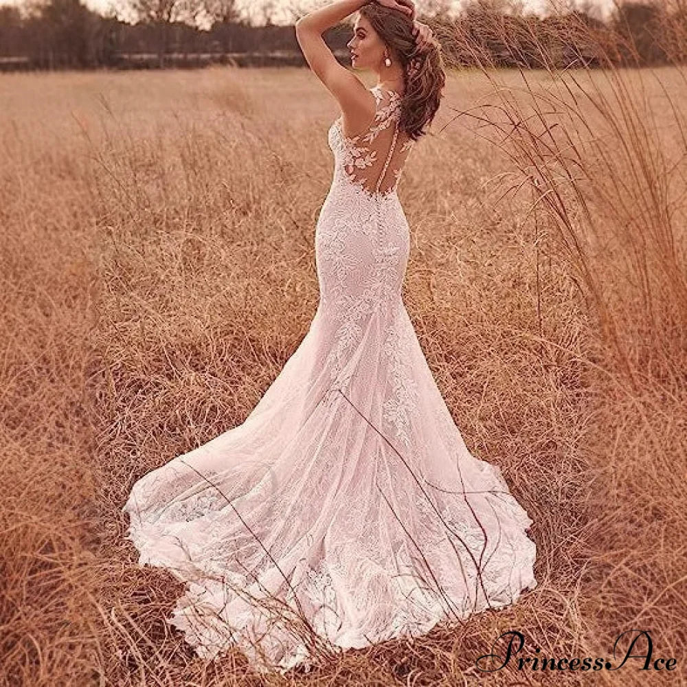 Elegant Lace Mermaid Bridal Wedding Gown