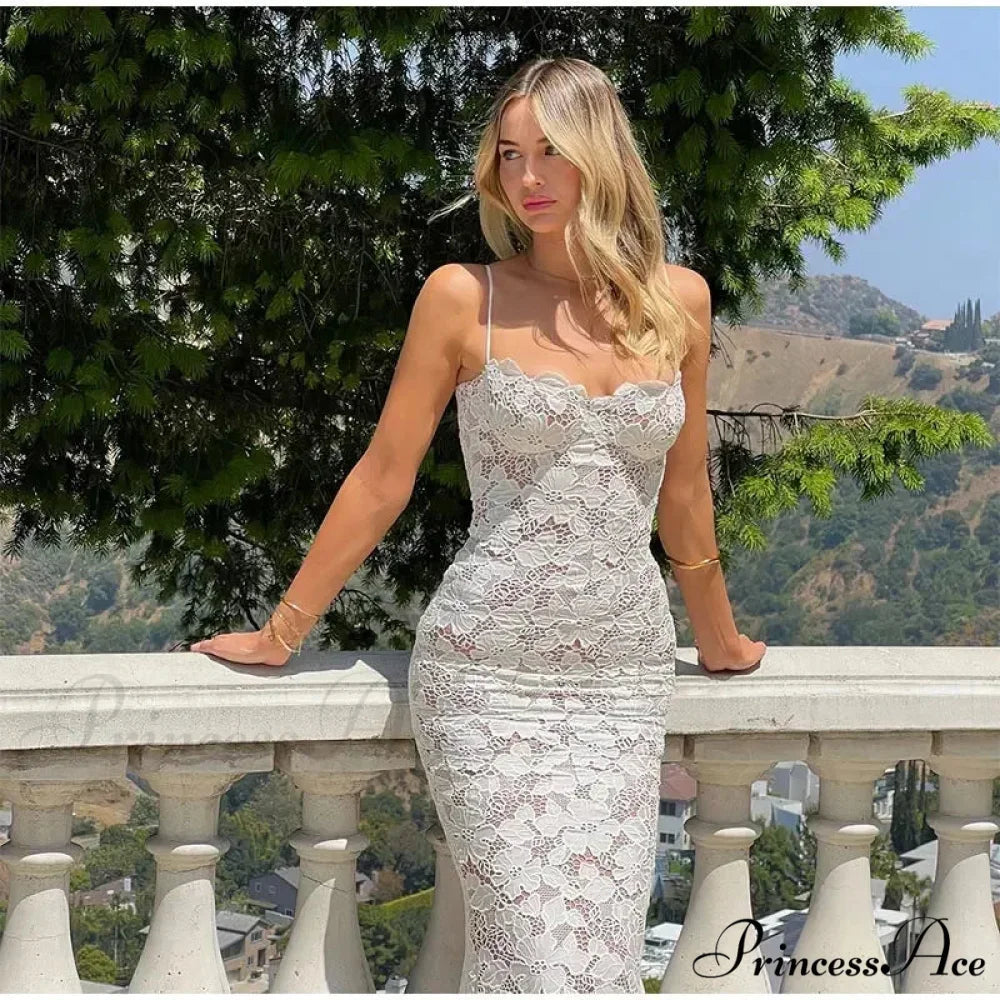 Elegant Lace Mesh Sheer Party Dress