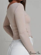 Elegant Lace Patchwork Long Sleeve O-Neck Slim Fit T-shirts