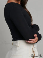 Elegant Lace Patchwork Long Sleeve O-Neck Slim Fit T-shirts