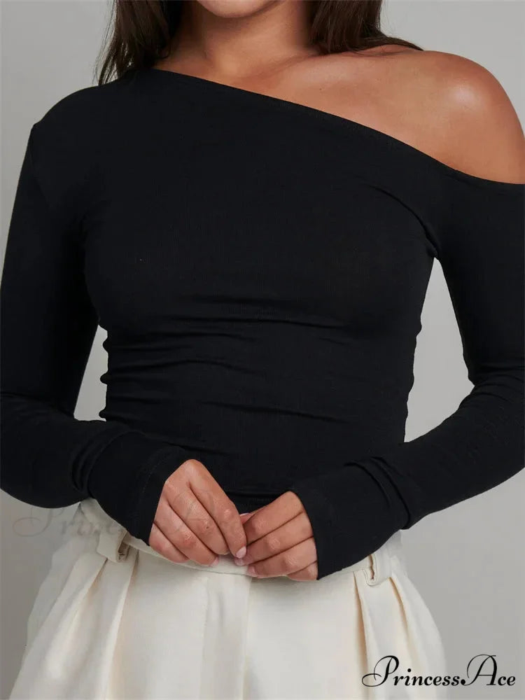 Elegant Lace Patchwork Long Sleeve O-Neck Slim Fit T-shirts