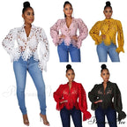 Elegant Lace See Though Ruffles Lantern Blouse