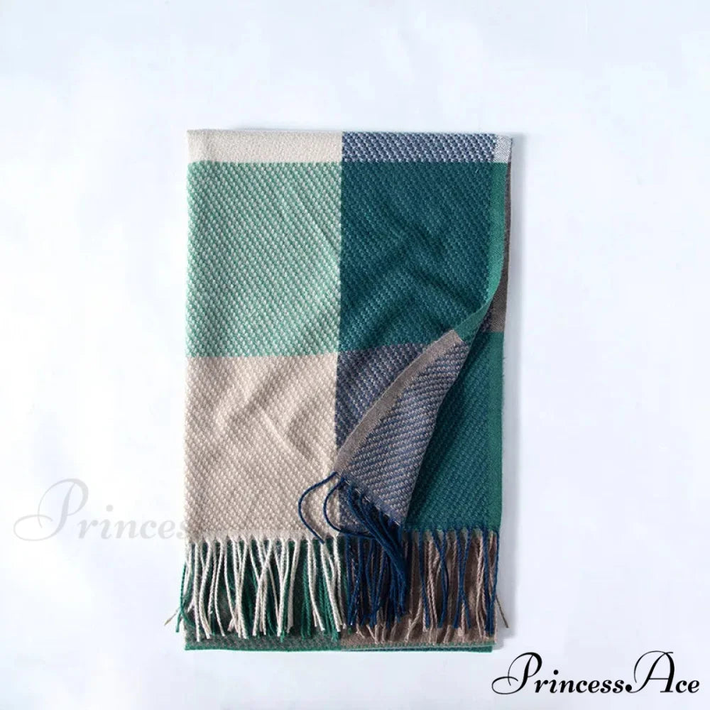 Elegant Lady Style Cashmere Tassel Luxury Scarf - Autumn Winter Striped Plaid