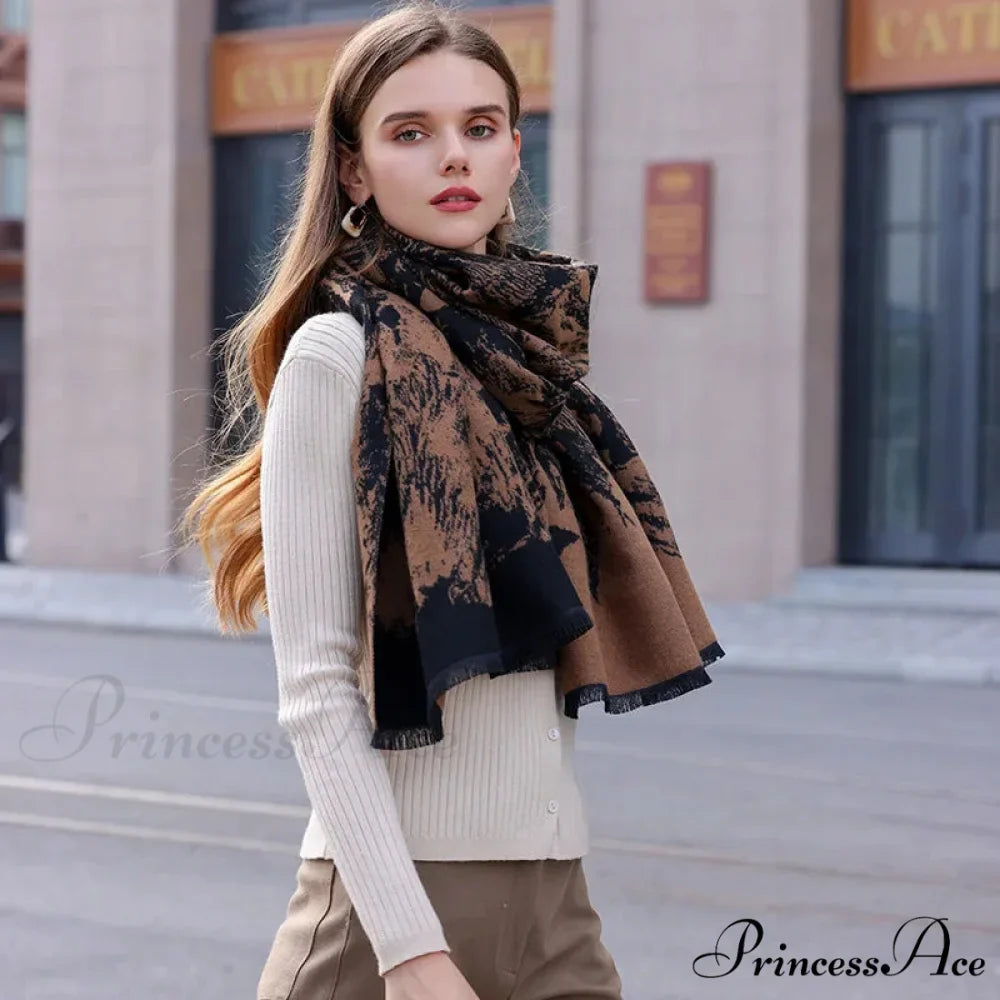 Elegant Lightweight Stylish Fall Winter Color Matching Thick Long Wide Thermal Scarf