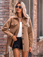 Elegant Long Sleeve Knit Casual Wool Coat