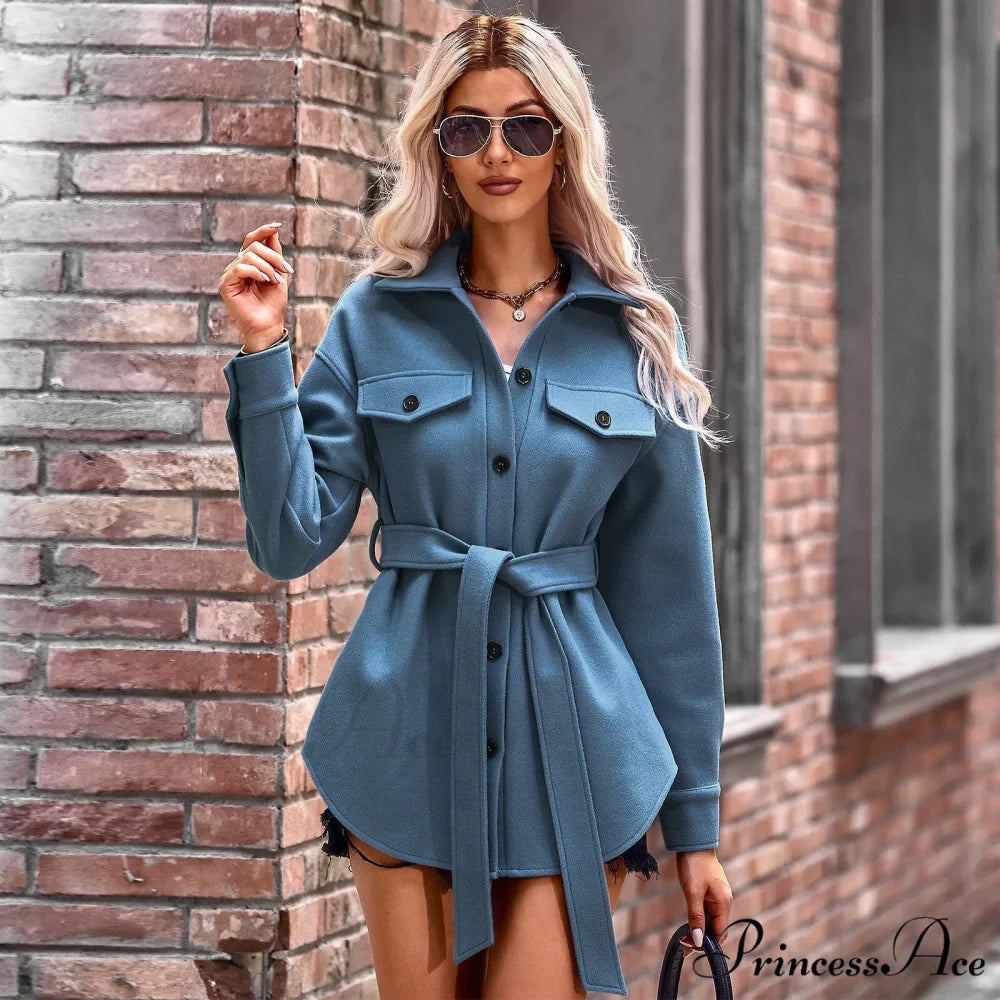 Elegant Long Sleeve Knit Casual Wool Coat
