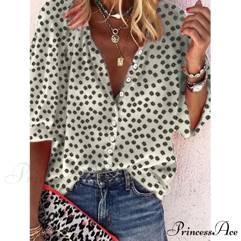 Elegant Loose Abstraction Print Shirt