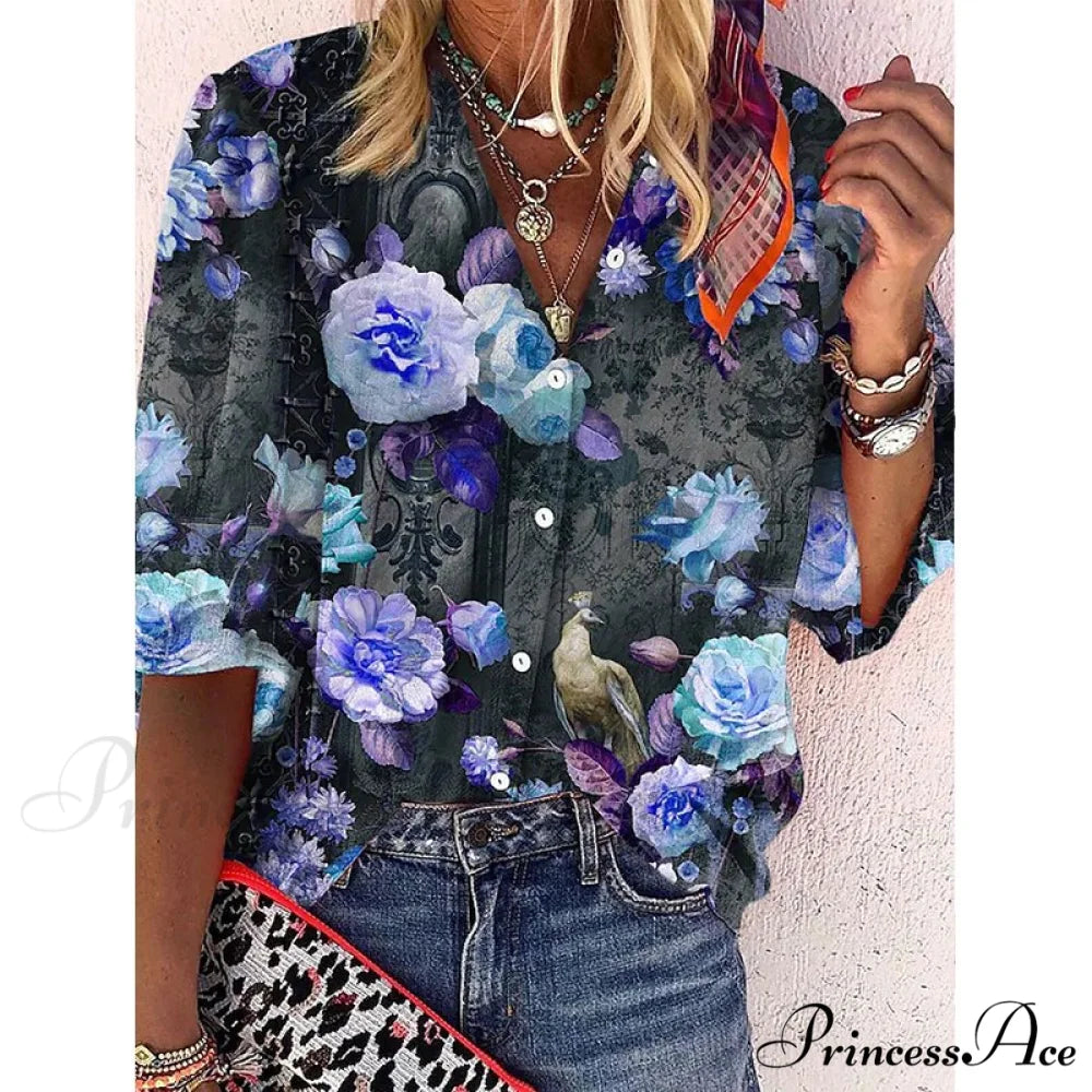 Elegant Loose Abstraction Print Shirt