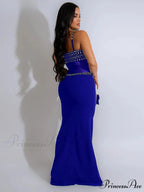 Elegant Mesh See Through Rhinestones Strap Sleeveless Red Christmas Party Dress