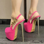 Elegant Metal Butterfly-Chain Back-Strap Extreme High Platform Prom Wedding Sexy Pumps High Heel