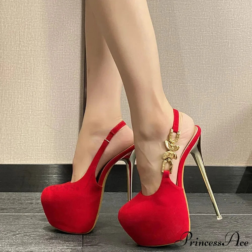 Elegant Metal Butterfly-Chain Back-Strap Extreme High Platform Prom Wedding Sexy Pumps High Heel