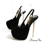 Elegant Metal Butterfly-Chain Back-Strap Extreme High Platform Prom Wedding Sexy Pumps High Heel