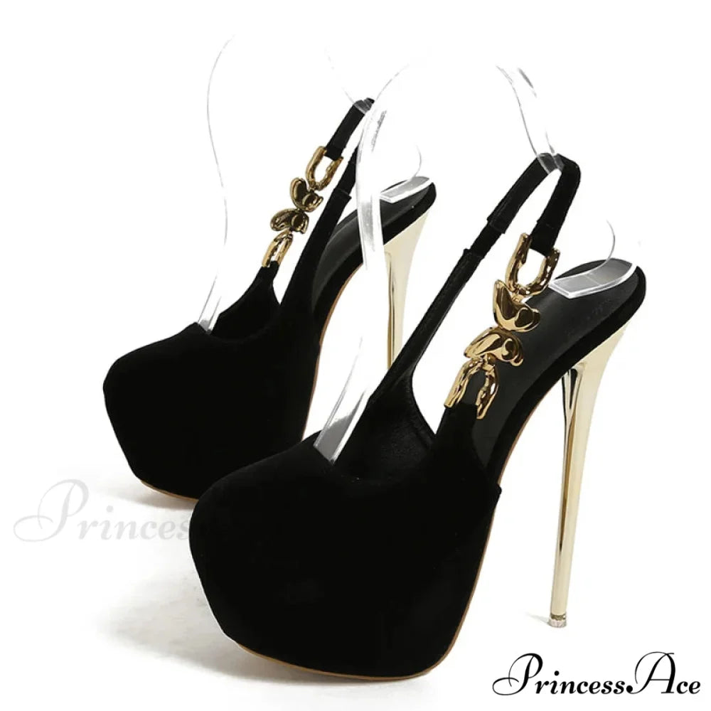 Elegant Metal Butterfly-Chain Back-Strap Extreme High Platform Prom Wedding Sexy Pumps High Heel