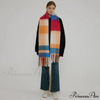 Elegant Minimalist Imitation Cashmere Scarf with Tassel