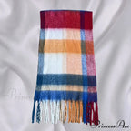 Elegant Minimalist Plaid Long Shawl Thickened Warm Scarf for Women