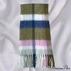 Elegant Minimalist Plaid Long Shawl Thickened Warm Scarf for Women