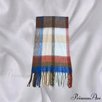 Elegant Minimalist Plaid Long Shawl Thickened Warm Scarf for Women
