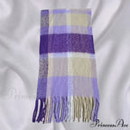 Elegant Minimalist Plaid Long Shawl Thickened Warm Scarf for Women