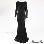 Elegant O Neck Long Sleeve Sequin Maxi Dress