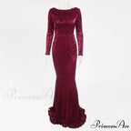 Elegant O Neck Long Sleeve Sequin Maxi Dress
