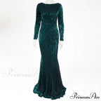 Elegant O Neck Long Sleeve Sequin Maxi Dress