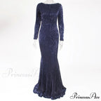 Elegant O Neck Long Sleeve Sequin Maxi Dress