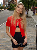 Elegant One Button Red Short Sleeve Cardigan